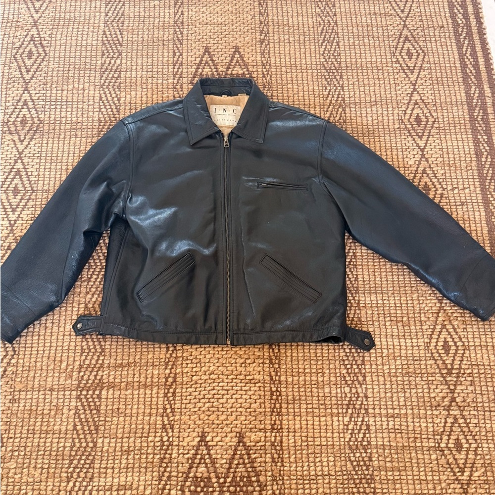 INC International Concepts Black Leather Jacket